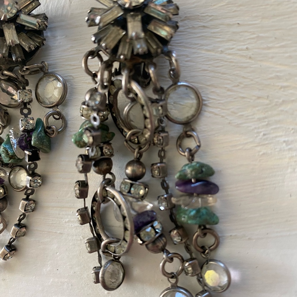 Vintage Sorrelli Clip On Dangle Earrings 3 inches long - Picture 2 of 7